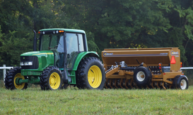 John Deere tractor pulling Esch Drill