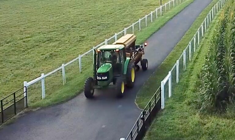 Esch Drill behind a tractor to show how easy it is to transport